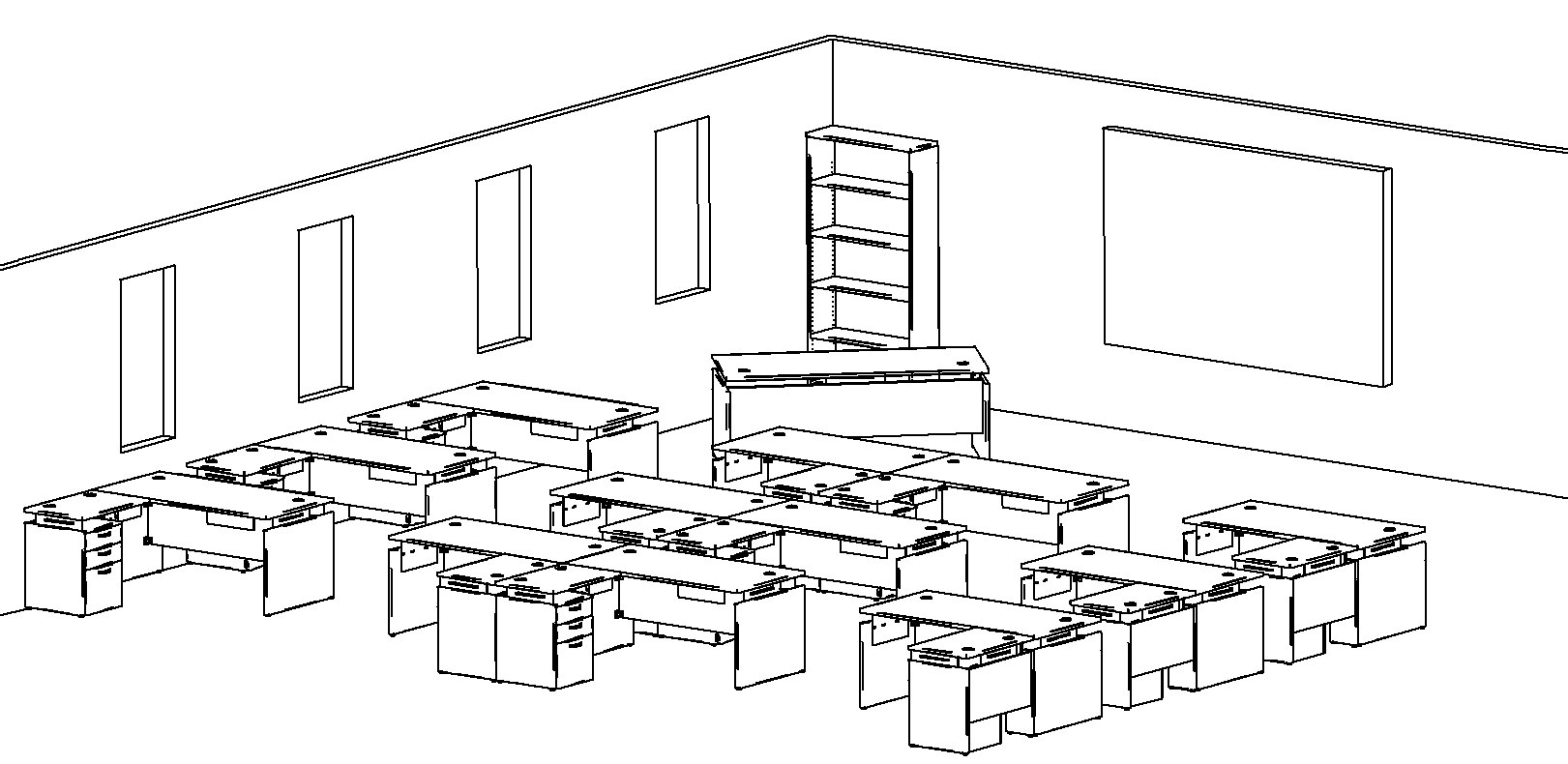Configuration gamme de meubles de bureaux Verflex / Mobilier Corporatif Poitras